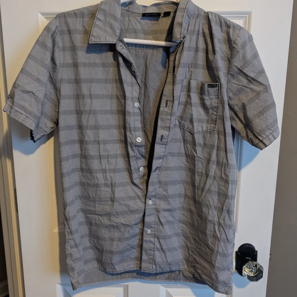 Vans Gray Striped Men's Button Up Skater Top Off The Wall - Picture 1 of 8